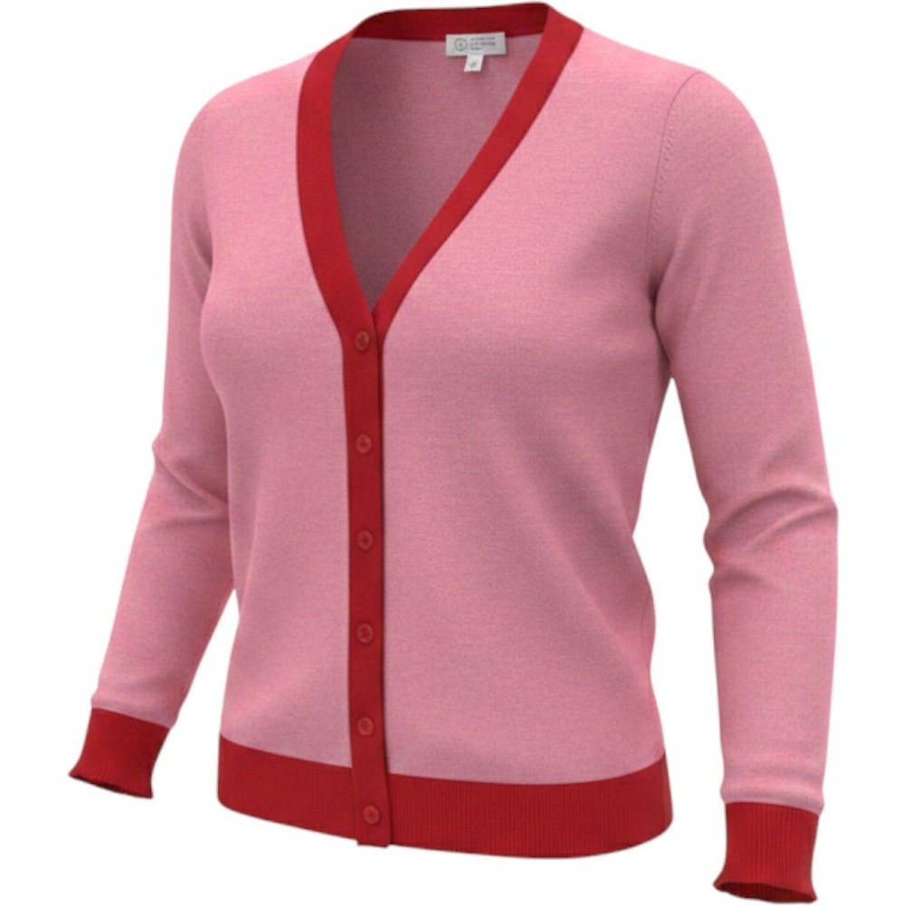 Candace Cameron Bure Pink Red Colorblock V-Neck Button Front Cardigan XS